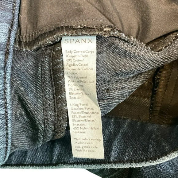 Spanx Slate Blue Pull Up Faux 2 Front Pocket 2 Back Pocket Skinny Jeans Sz LG - Picture 7 of 9